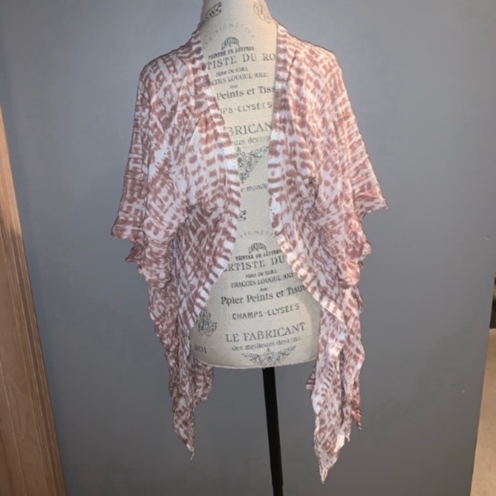 Pink and White Tie Dye Kimono One Size